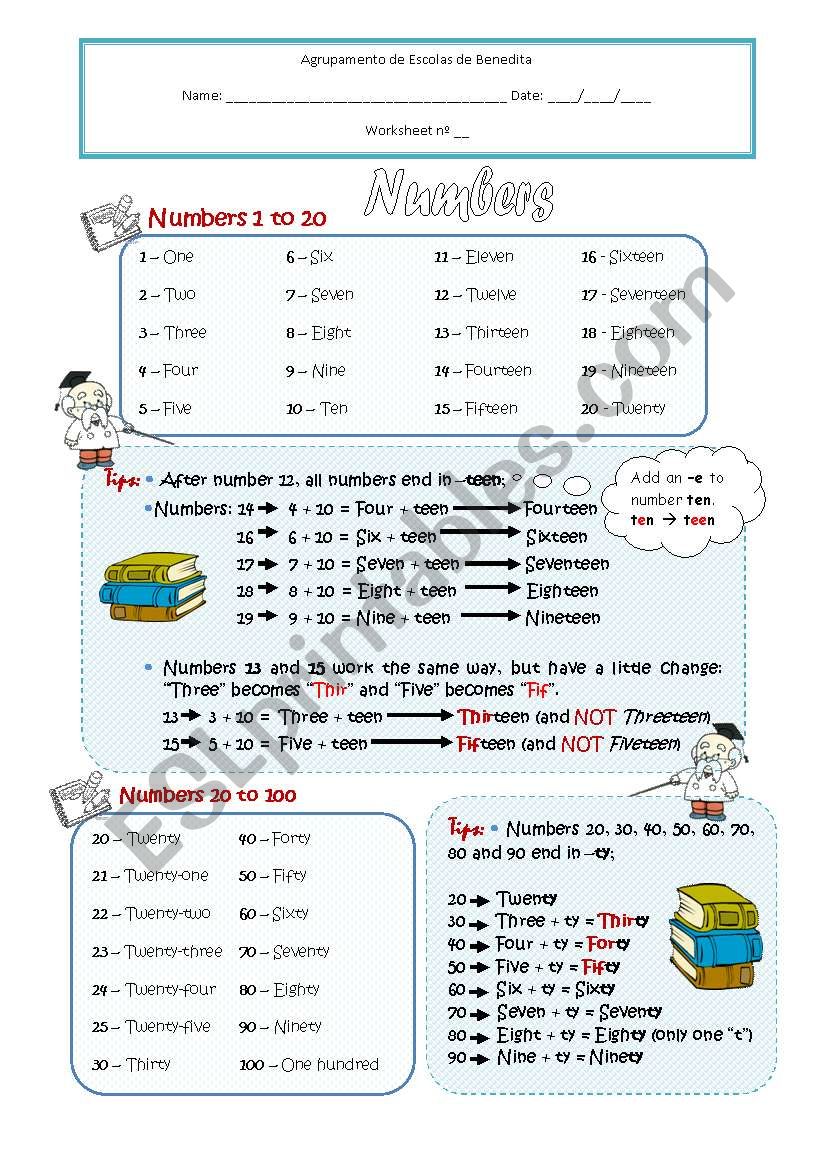 Numbers worksheet