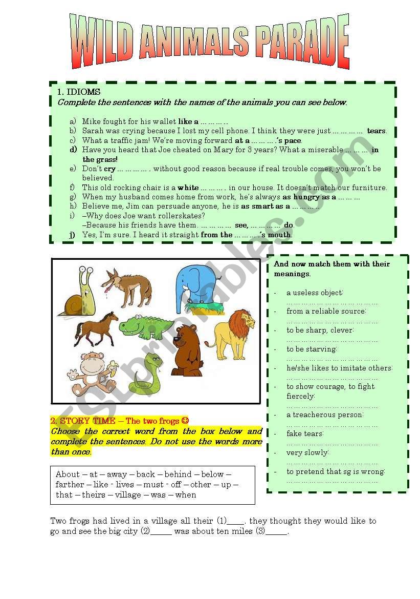 WILD ANIMALS PARADE worksheet