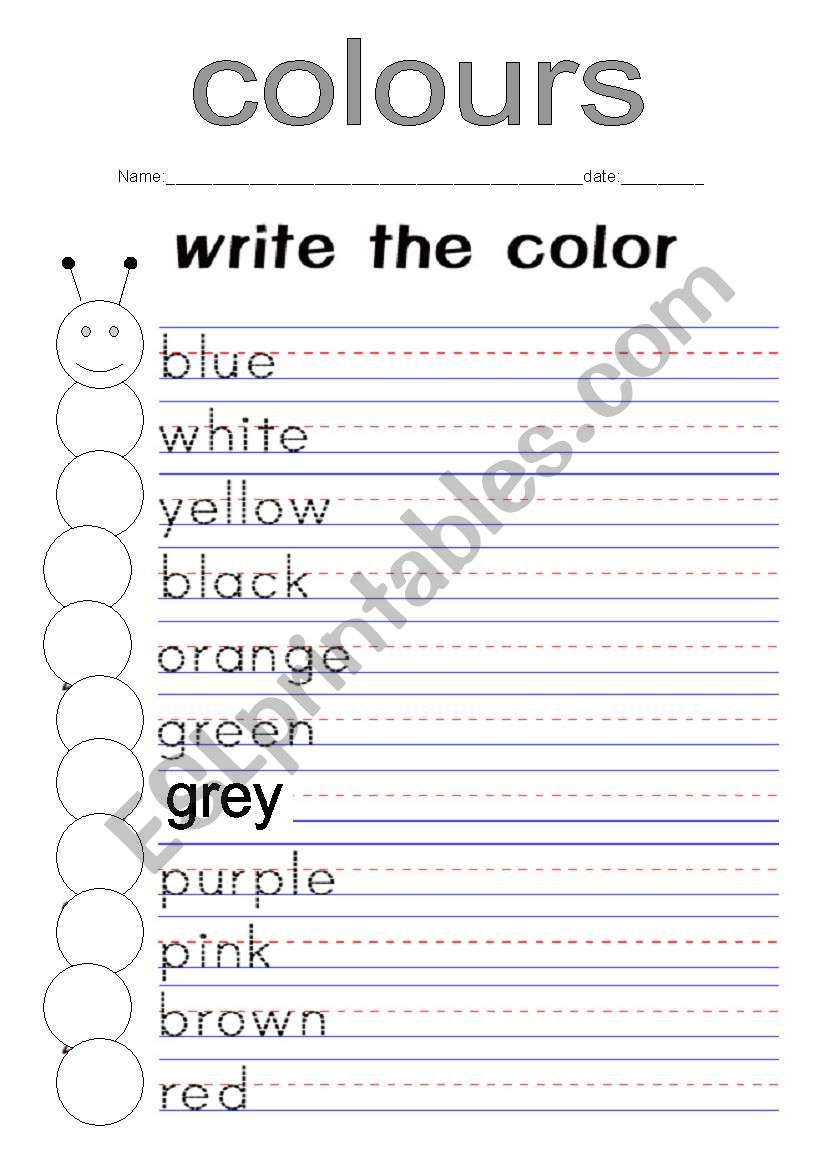 Colours worksheet