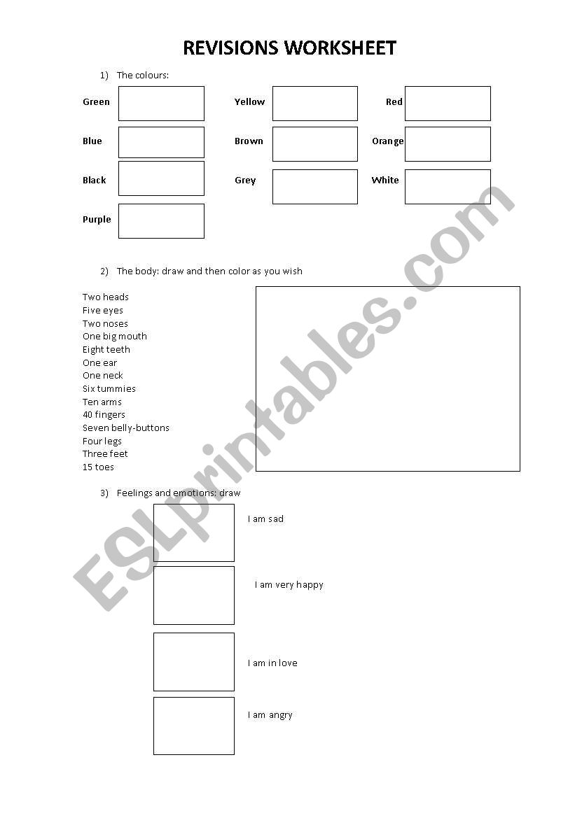 revisions worksheet worksheet