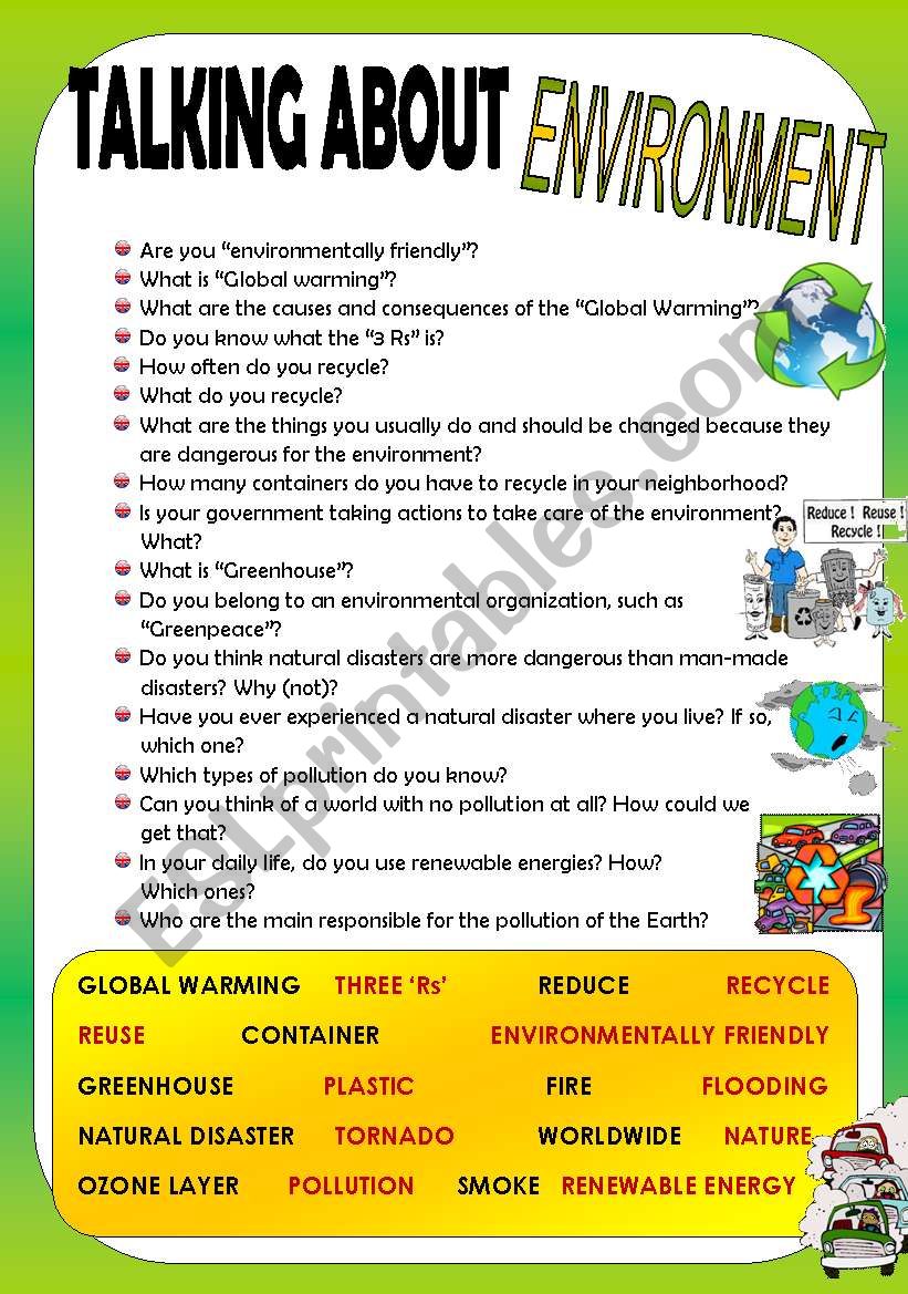 TALKING ABOUT ENVIRONMENT worksheet