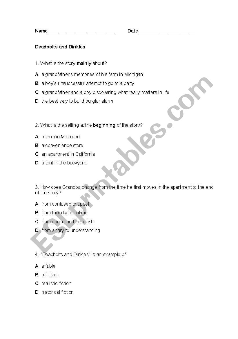 Deadbolts and Dinkles Final Test