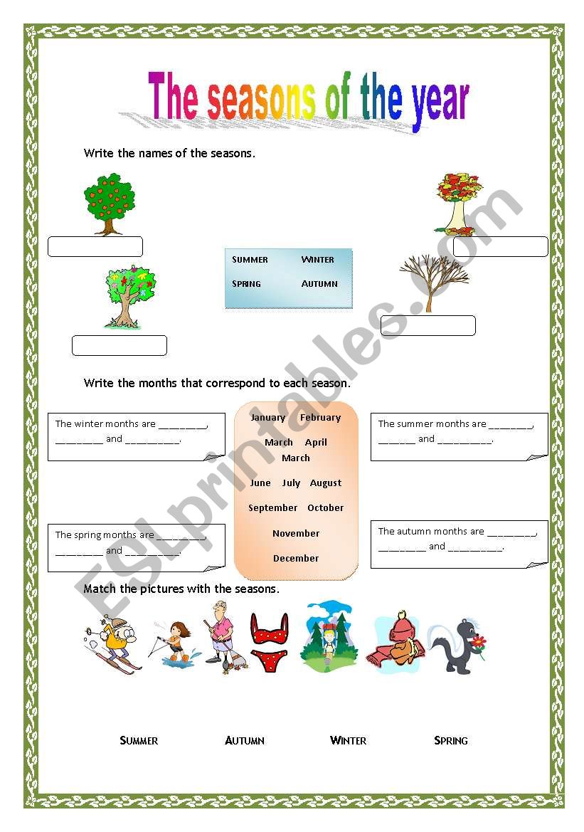 The Seasons of the year worksheet