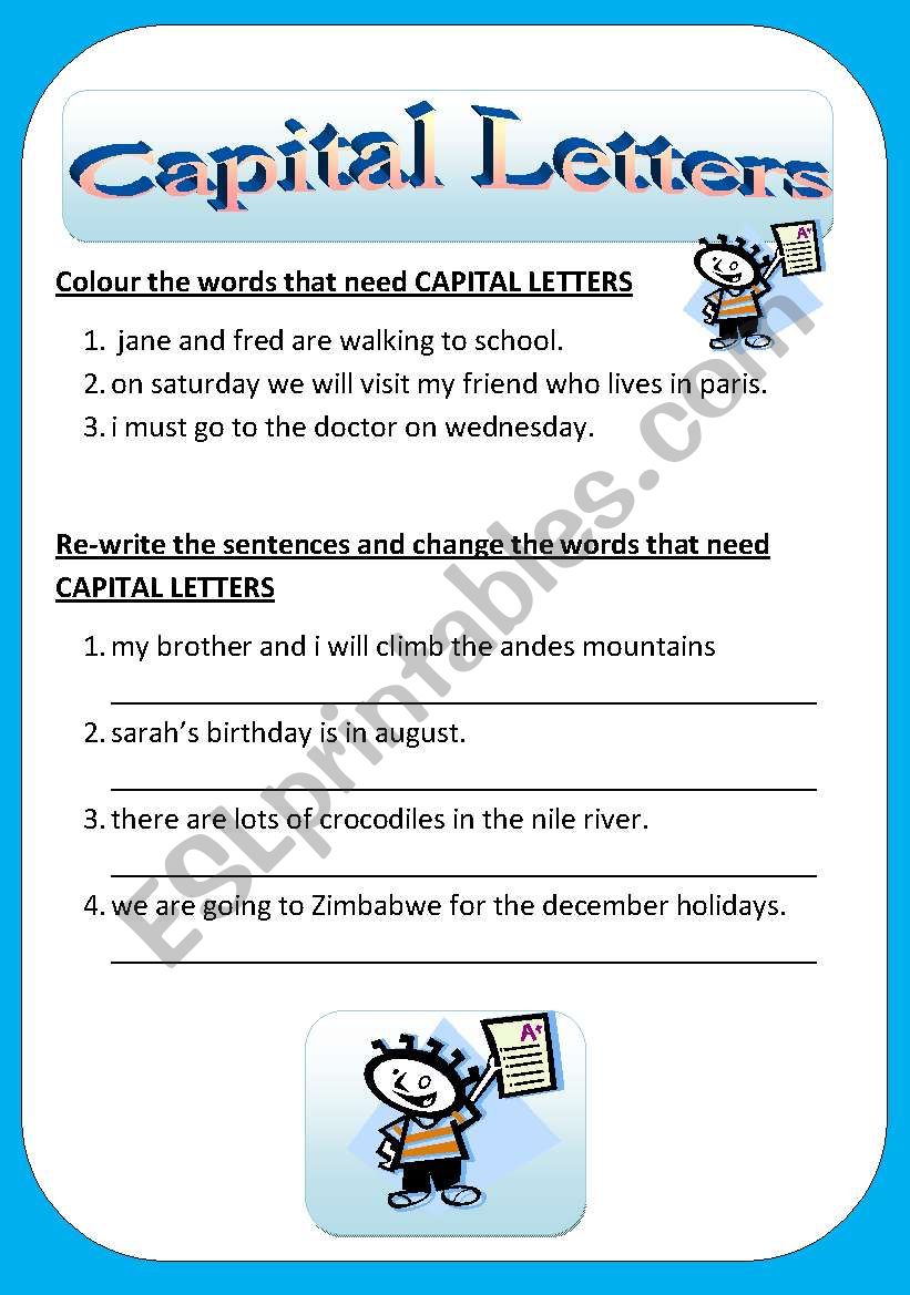 Capital Letters worksheet