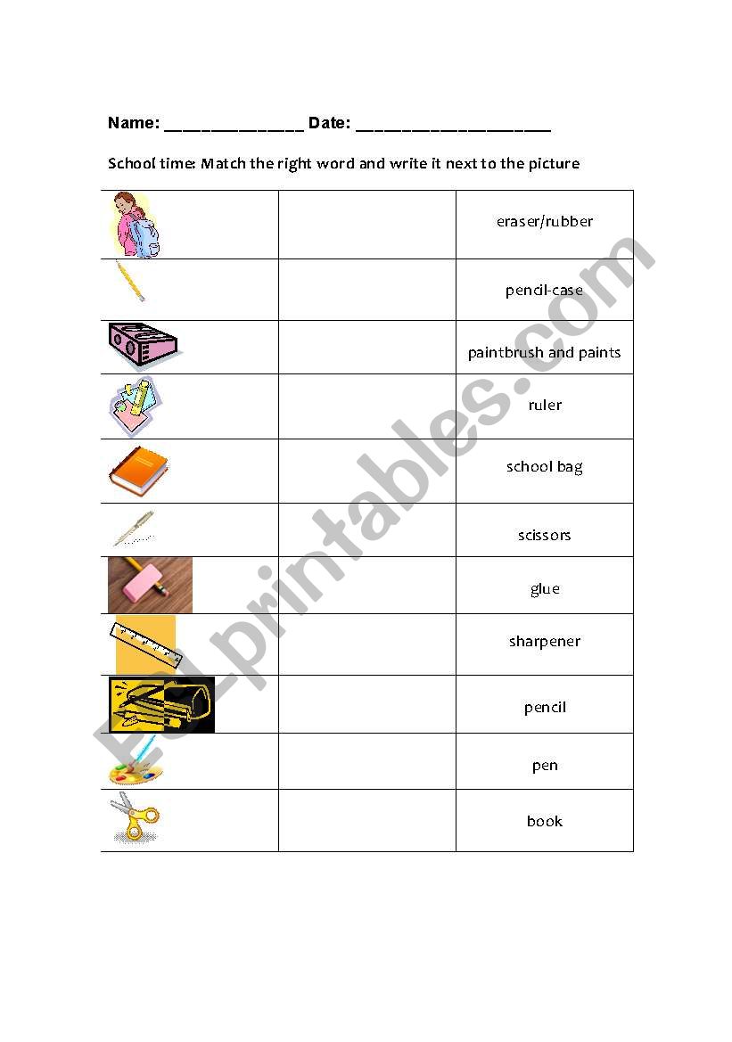 School time worksheet