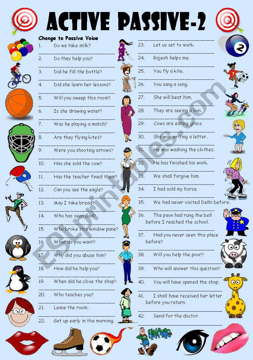Active Passive 2 Editable With Answer Key ESL Worksheet By Vikral