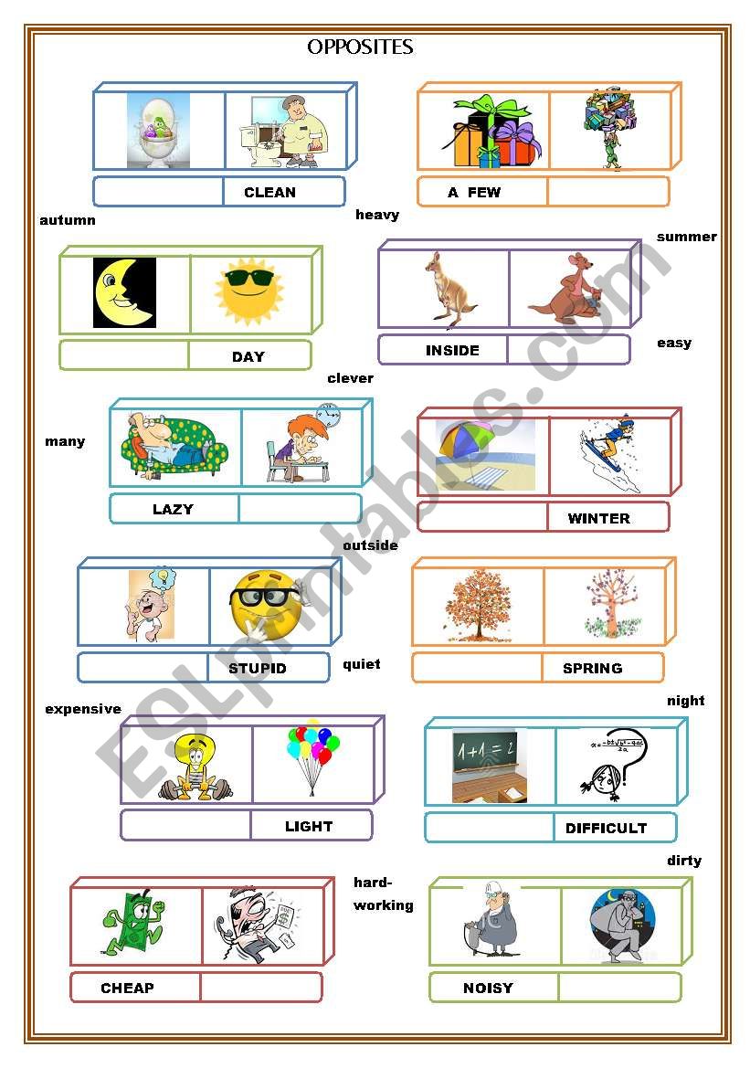 OPPOSITES Part 2 worksheet