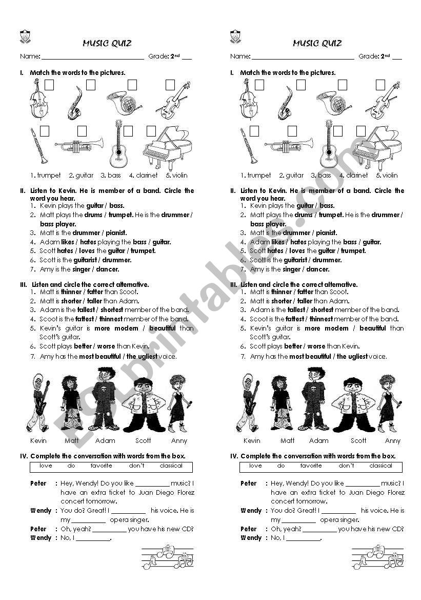 music vocabulary worksheet