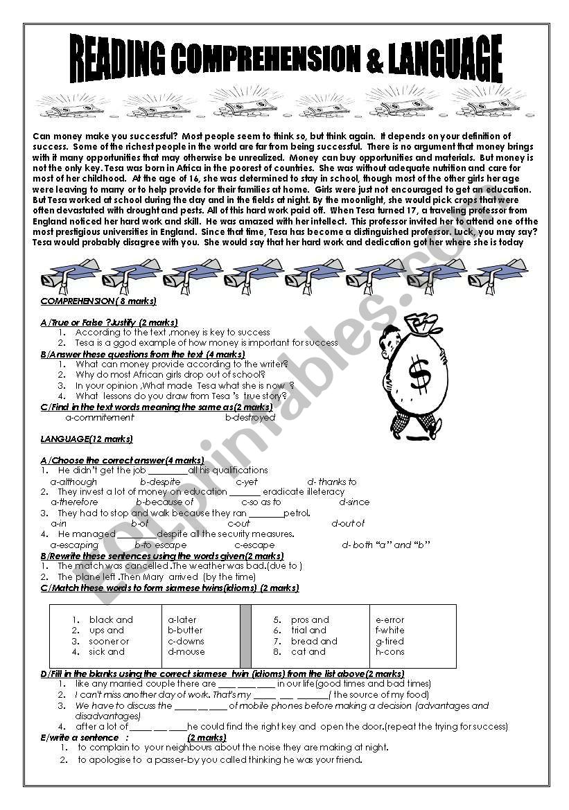 MONEY & SUCCESS worksheet