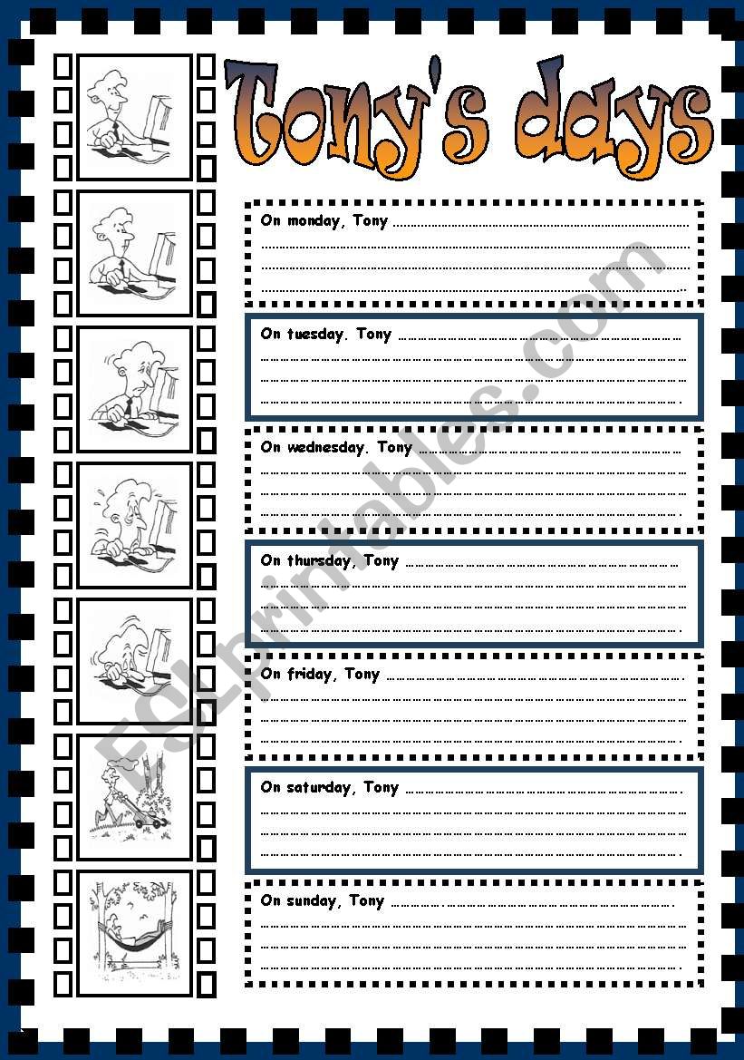 Tonys days (2 pages) worksheet