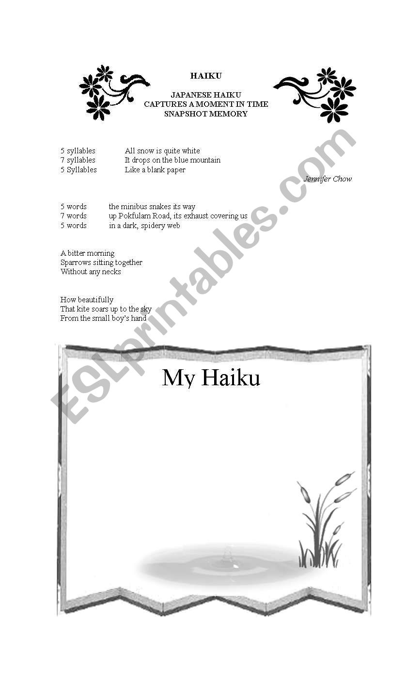 Haiku worksheet