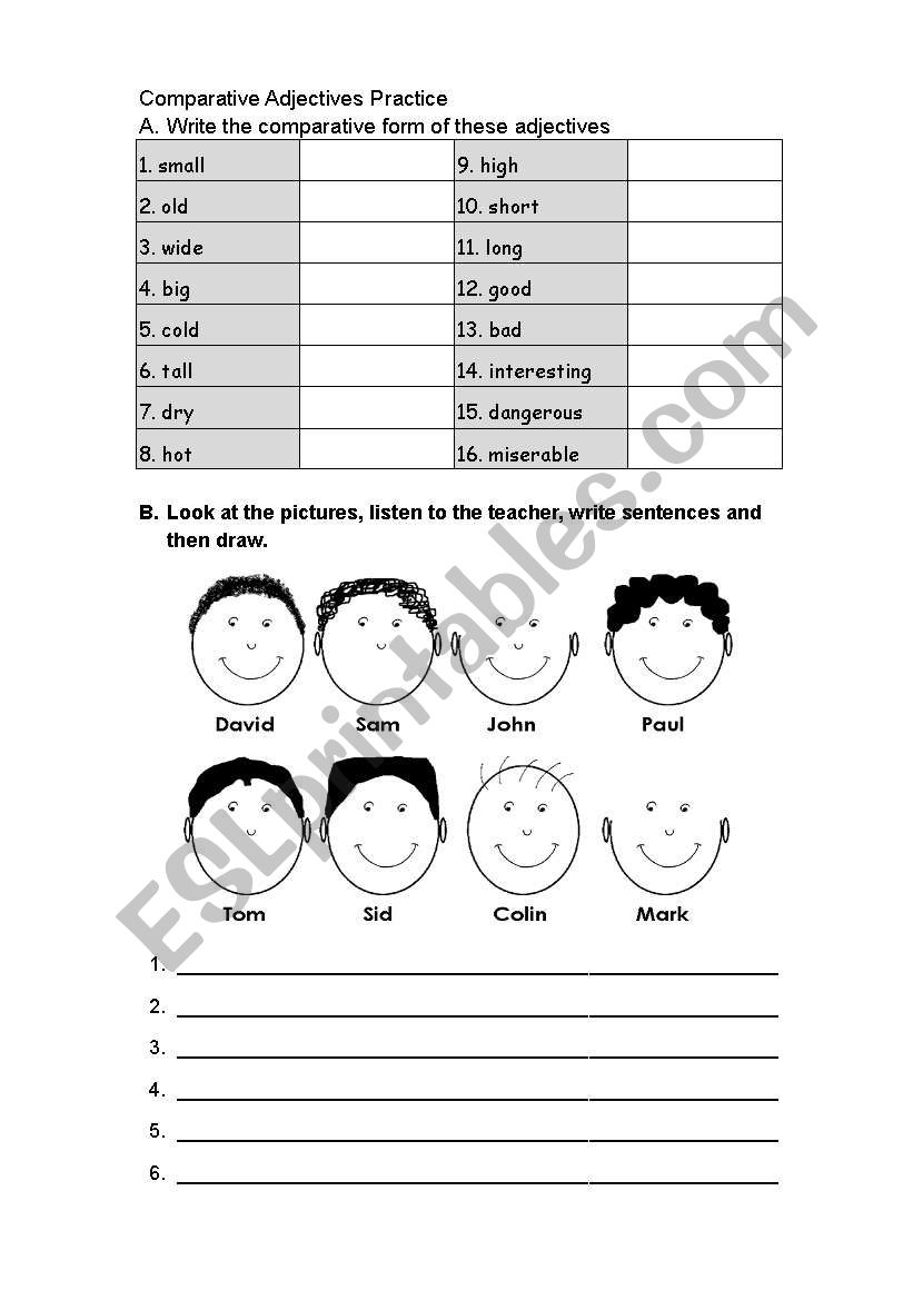 Comparative Adjective Practice