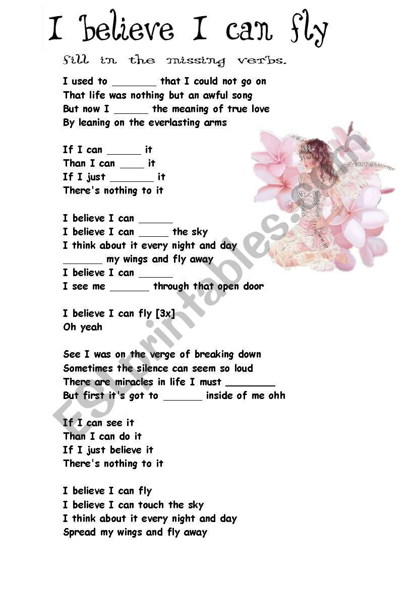 I believe I can fly song worksheet