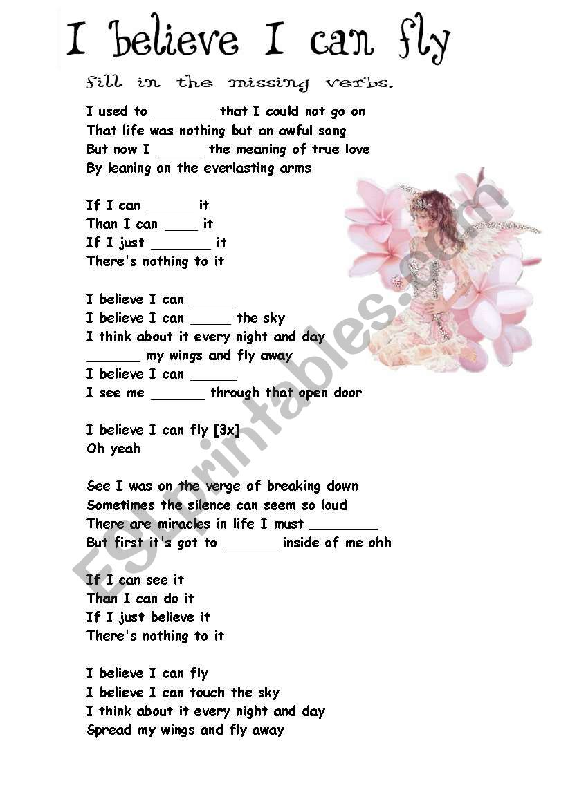 Песня верю на английском. I believe i can Fly Worksheet. I believe i can Fly. I believe i can Fly слова. I believe i can Fly певец.