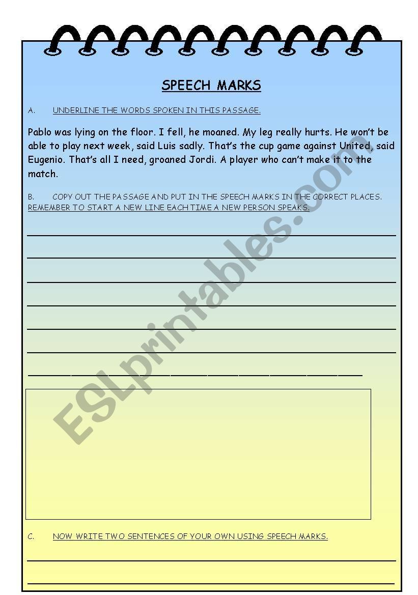 SPEECH MARKS  worksheet