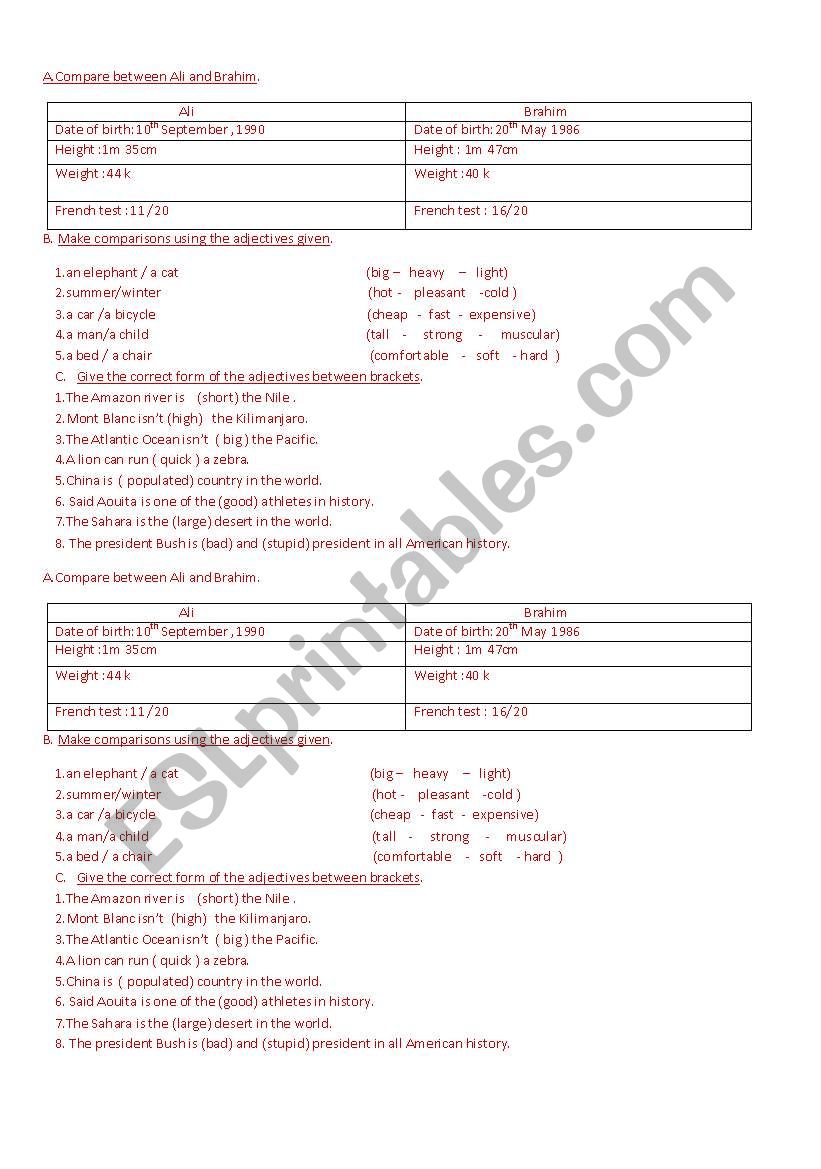 adjectives worksheet