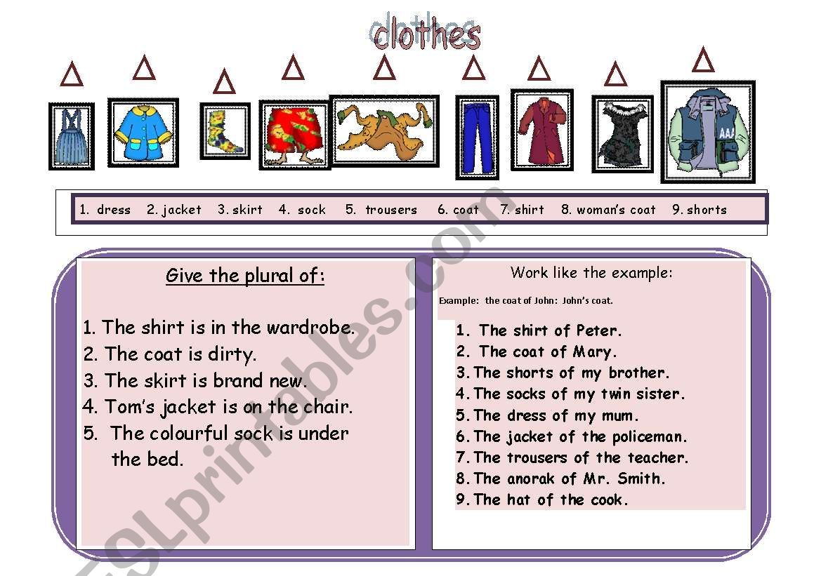 Clothes worksheet