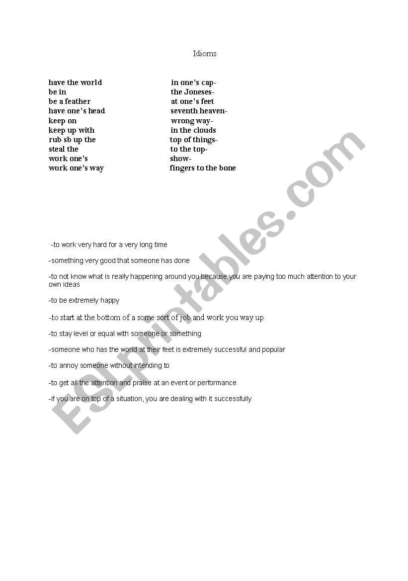 Fun idioms worksheet