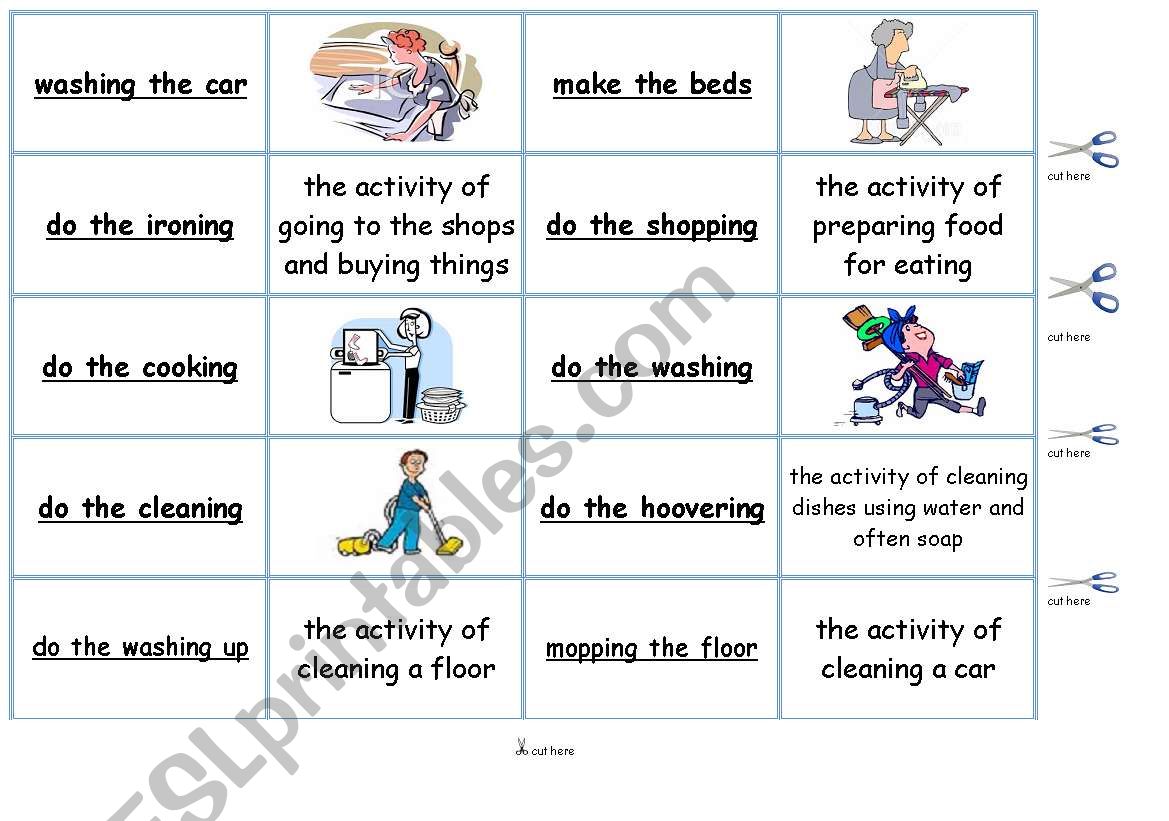 Do the housework worksheet