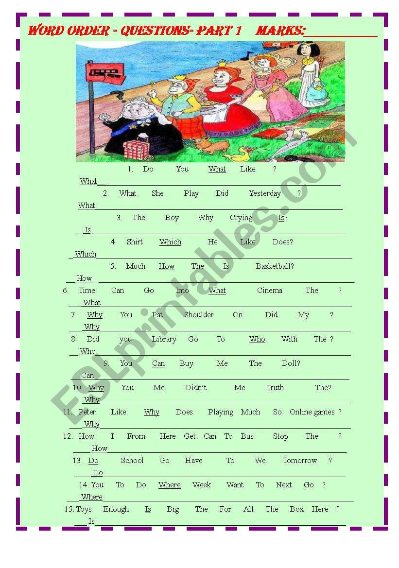 Word Order 1 - Questions worksheet