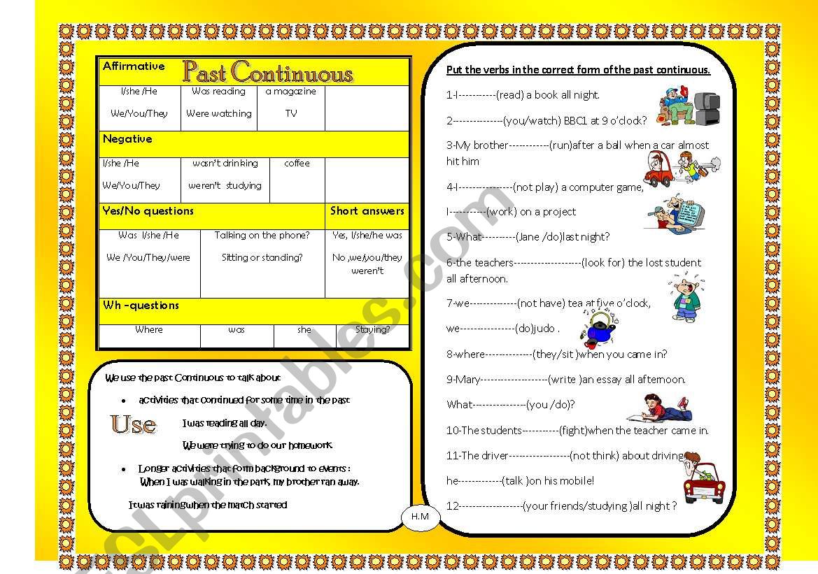 past continuous worksheet