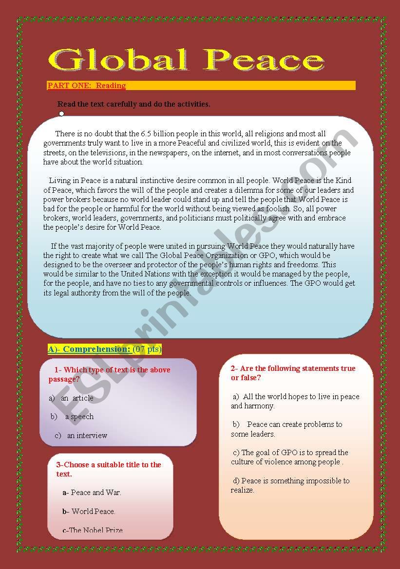 3 pages exam paper for 2 year secondary school in Algeria ( fully editable)