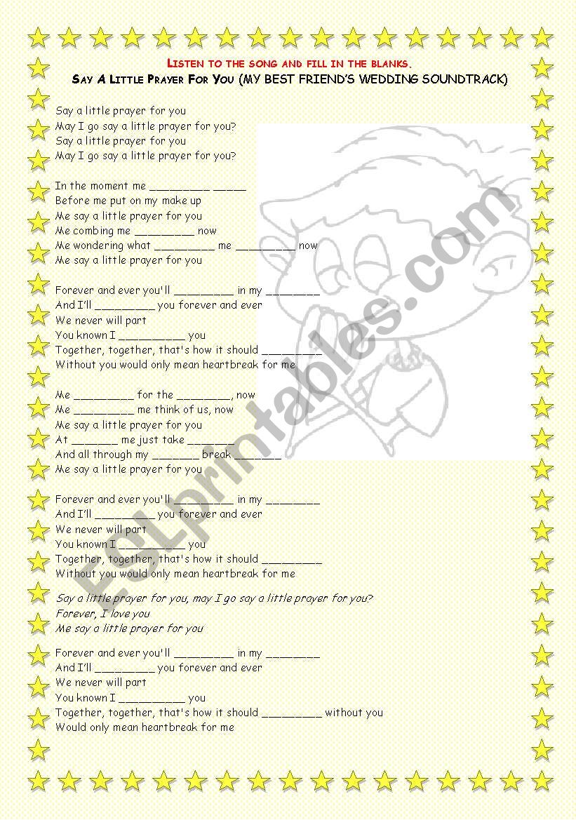 Song activity - Say a little prayer (My best friendÂ´s wedding Sountrack)