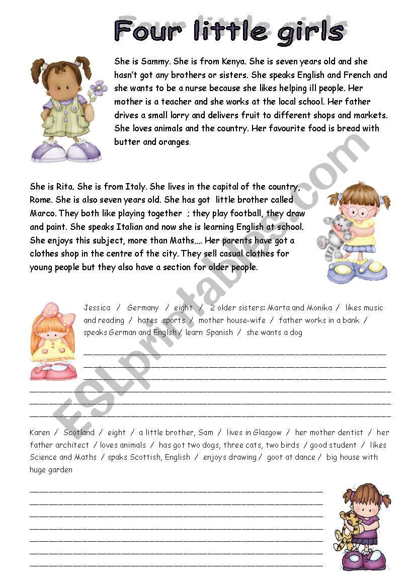 FOUR LITTLE GIRLS worksheet