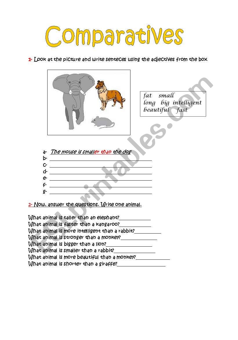 comparatives worksheet