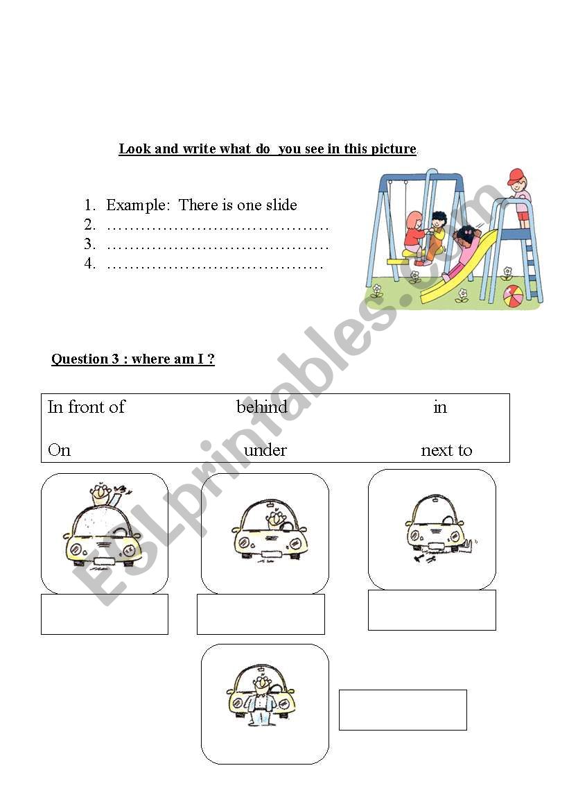  2 pages : playground, preposition, letters, family, how many 