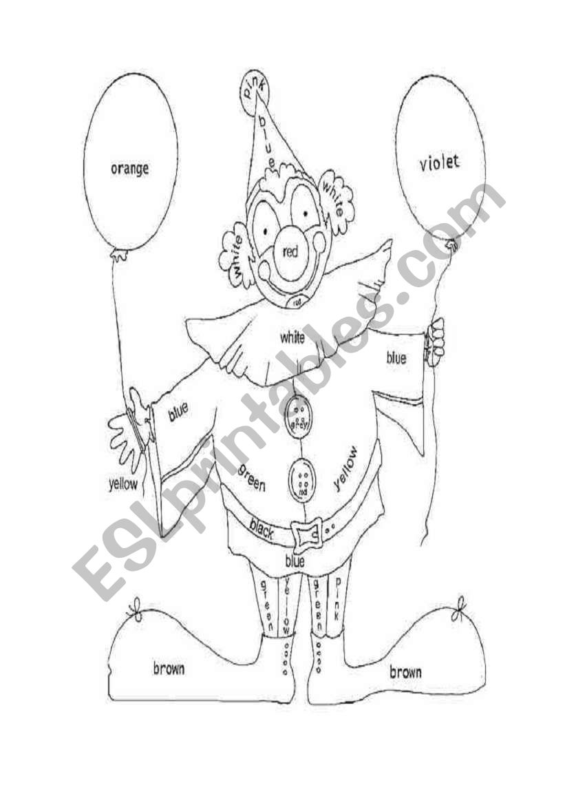 colour the clown worksheet