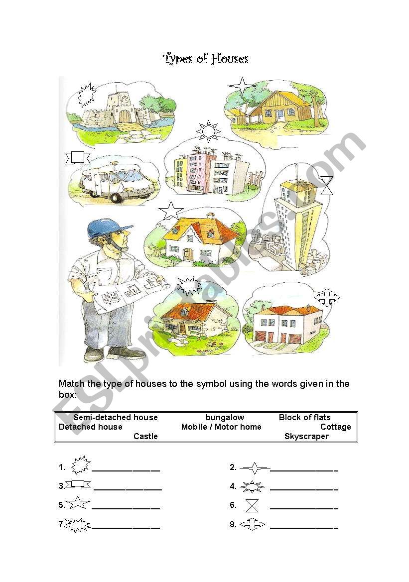 Types of houses worksheet