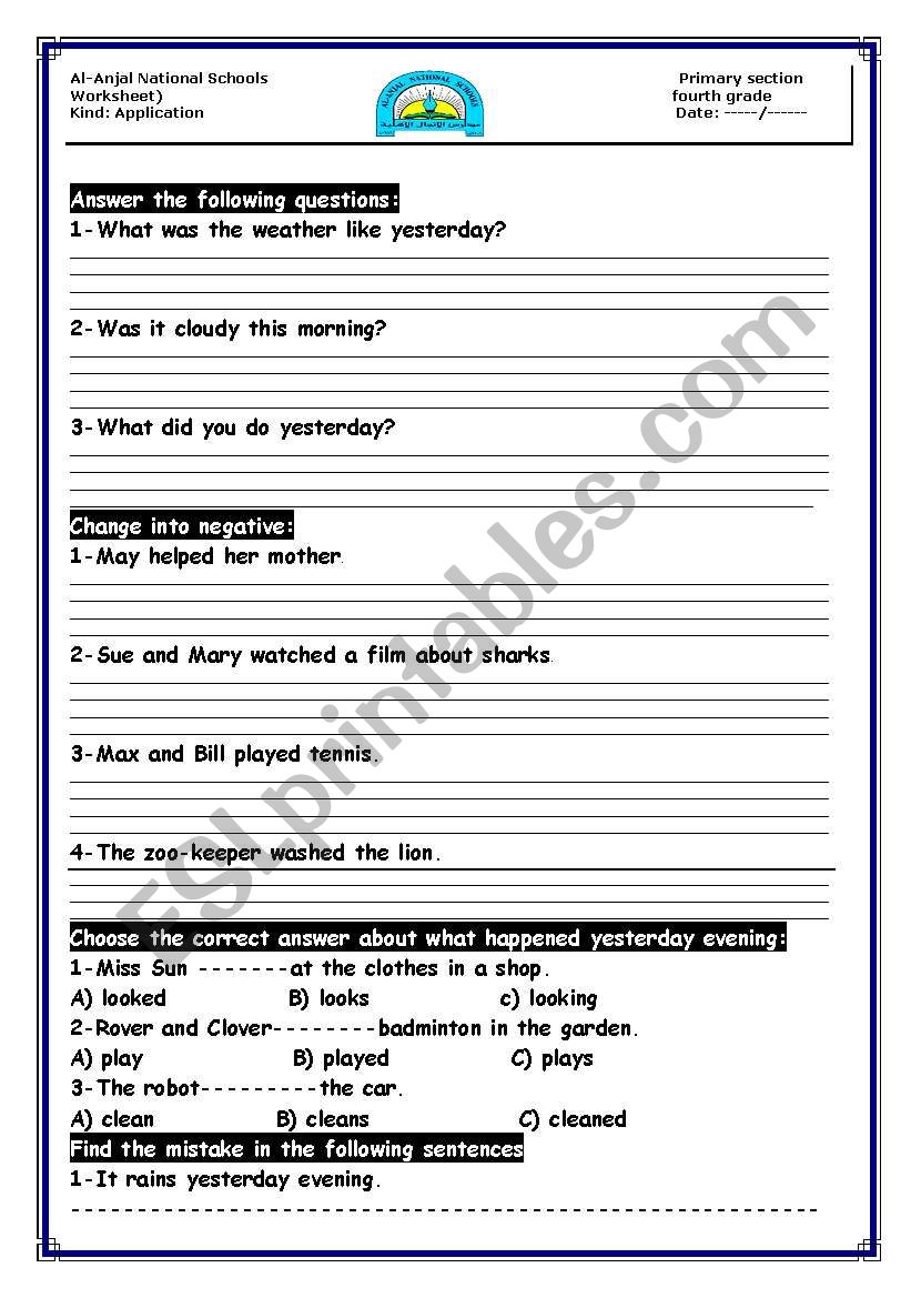 past simple worksheet