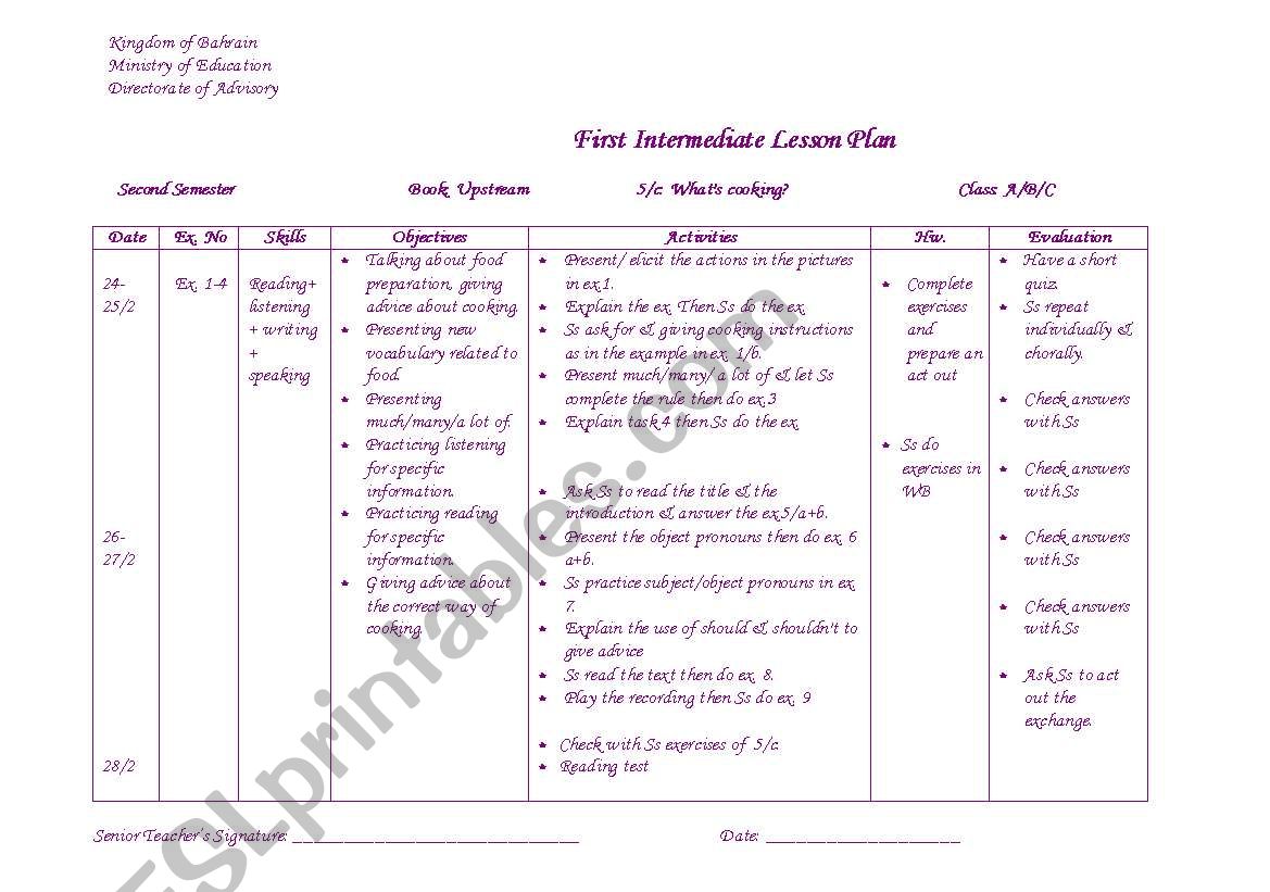 upstream2 lesson plan worksheet