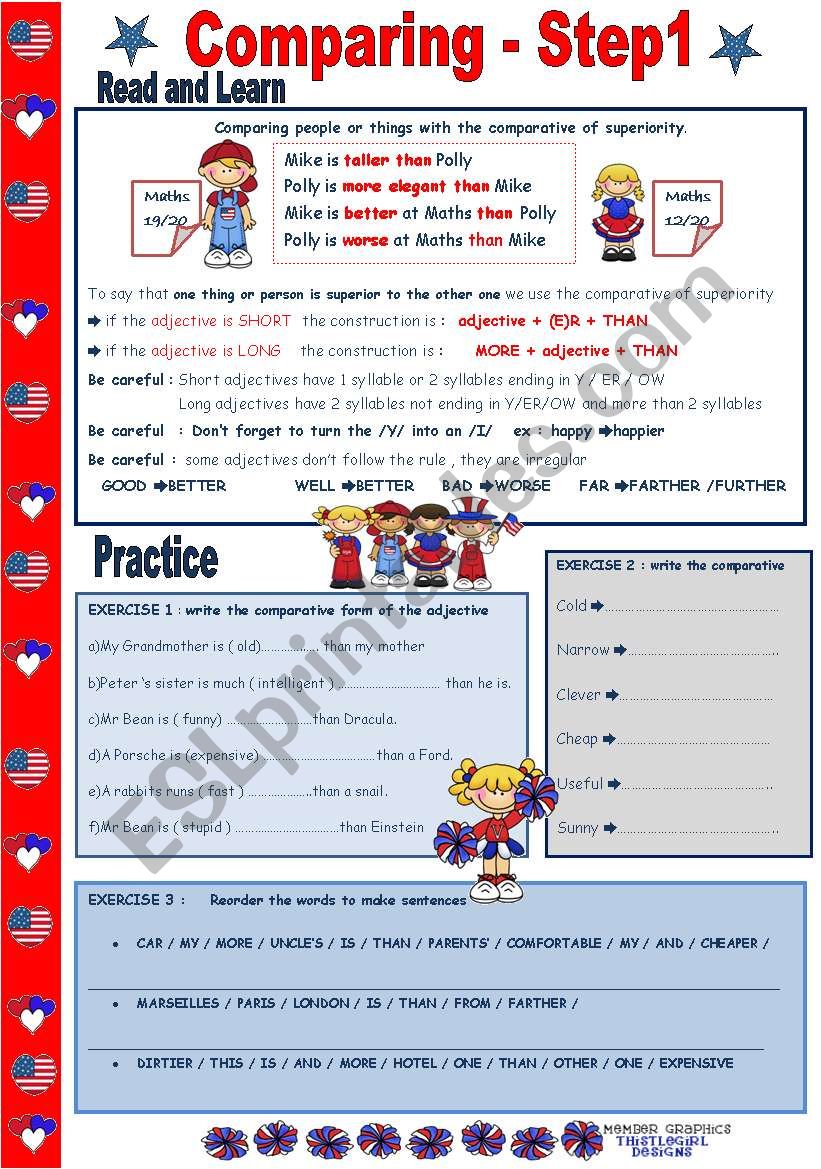 COMPARING - step 1 worksheet