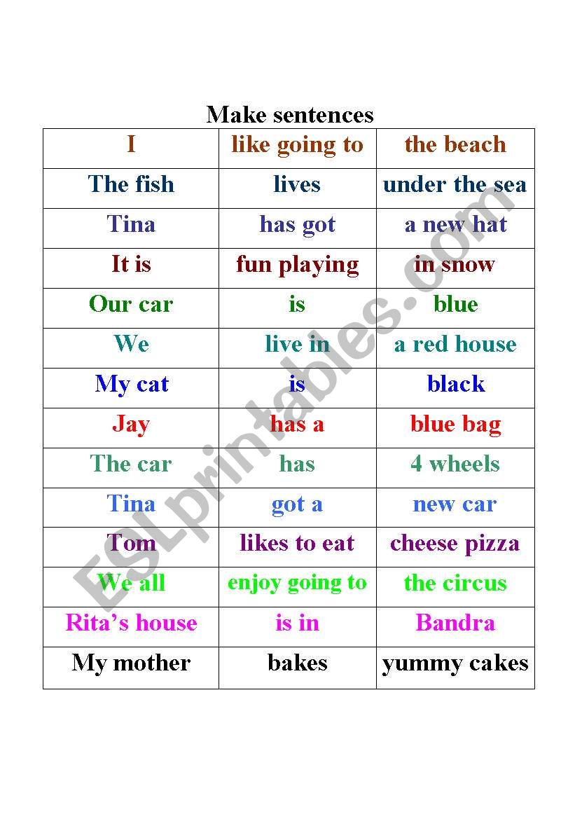 jumble sentences worksheet