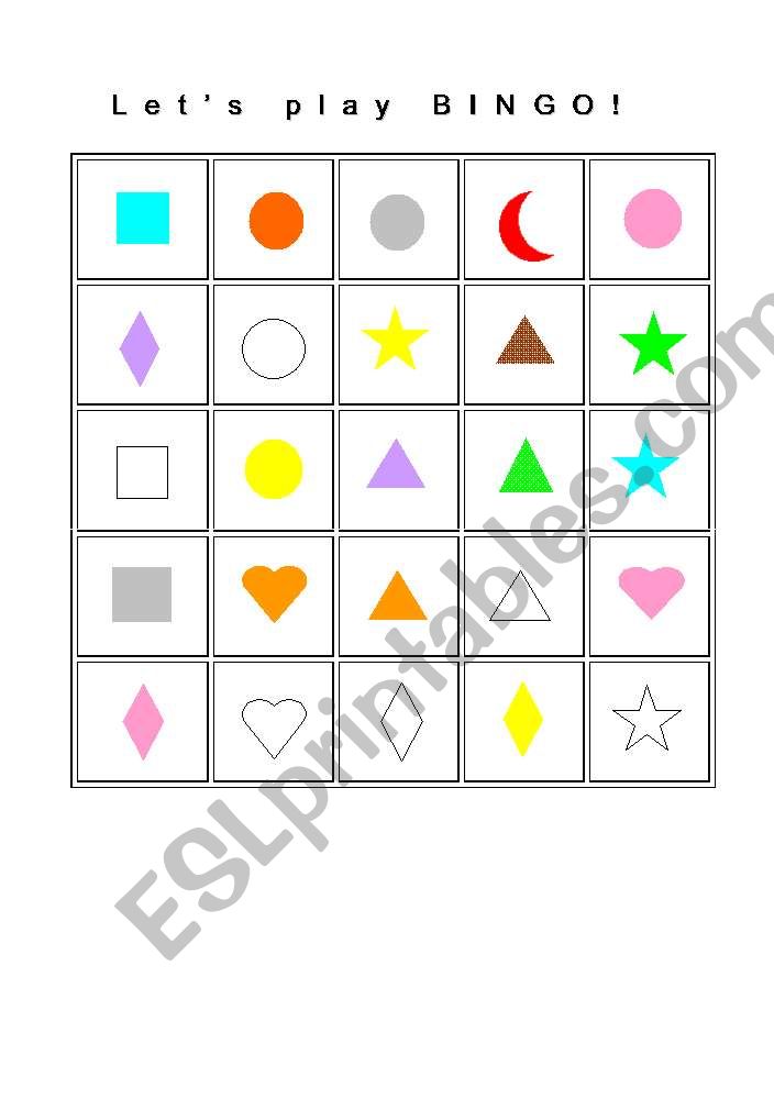 Bingo Game with Shapes and Colors