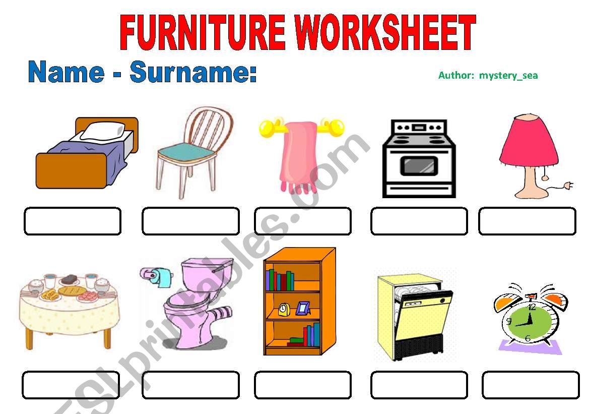 Furniture worksheet