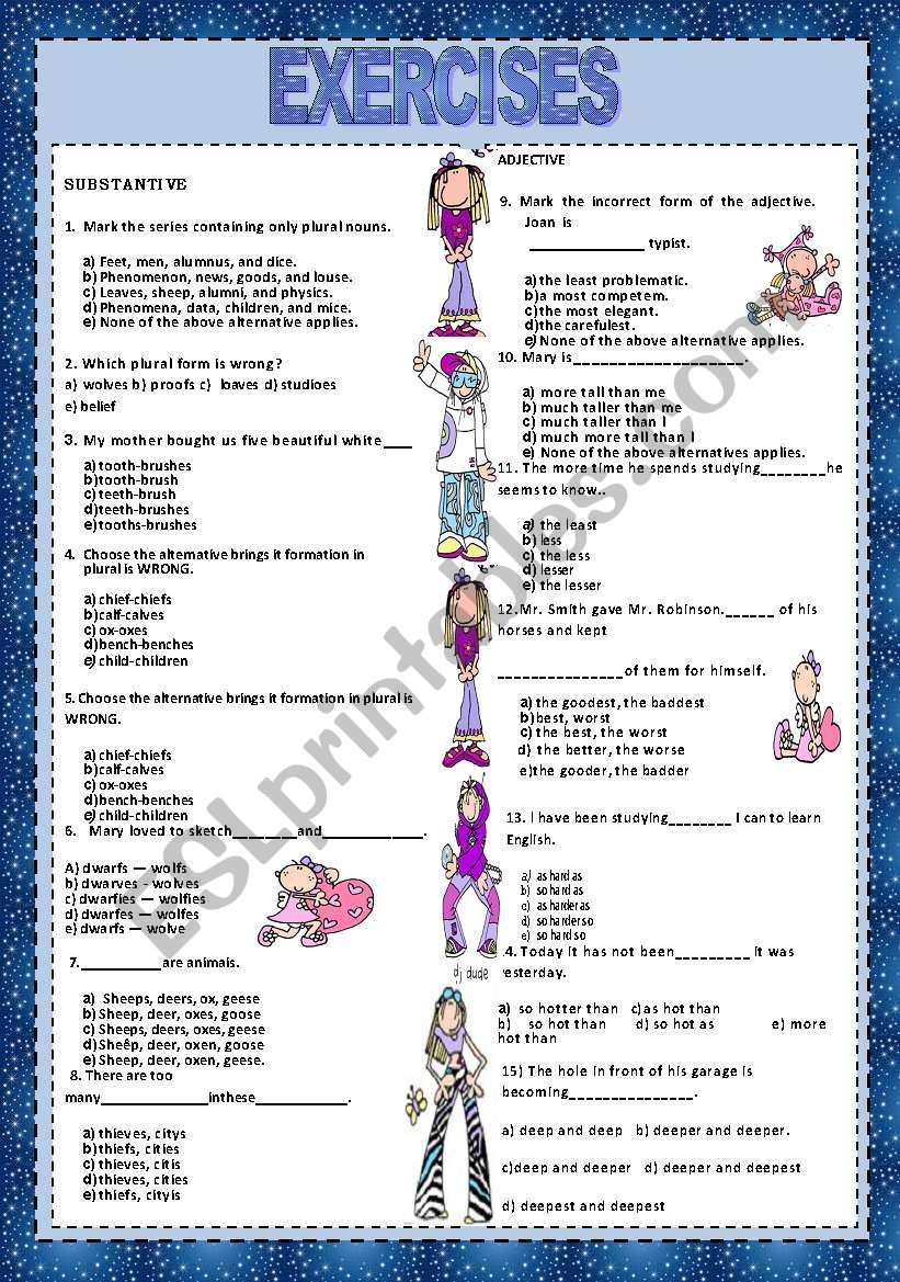 REVIEW  I - SUBSTANTIVE AND ADJECTIVE MULTIPLE CHOICE