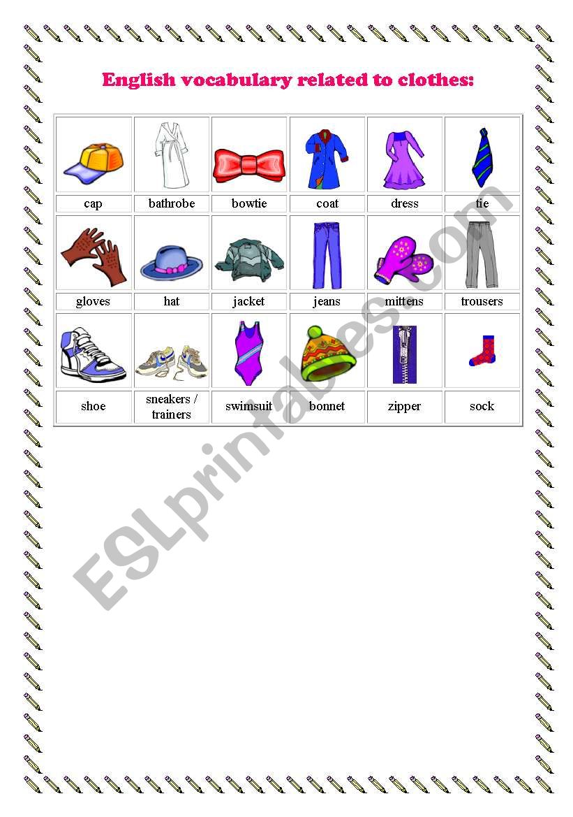 Clothes worksheet