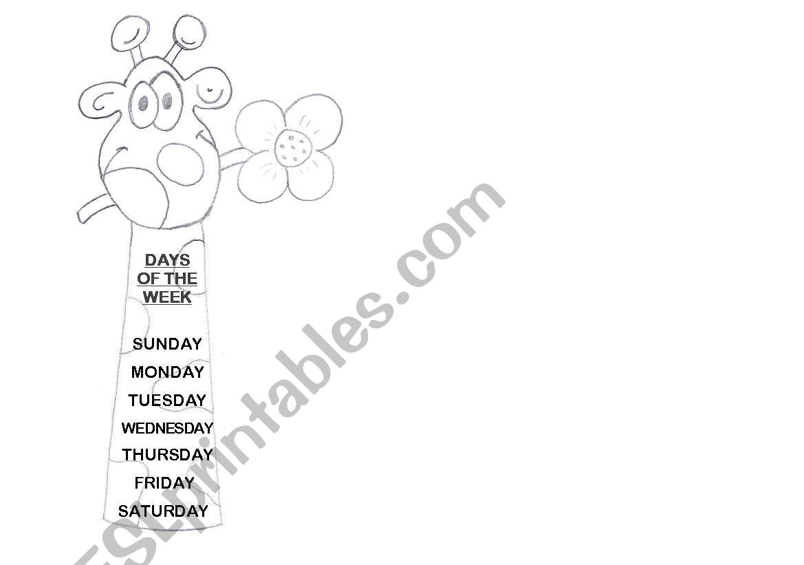 Days of the Week - Bookmark worksheet