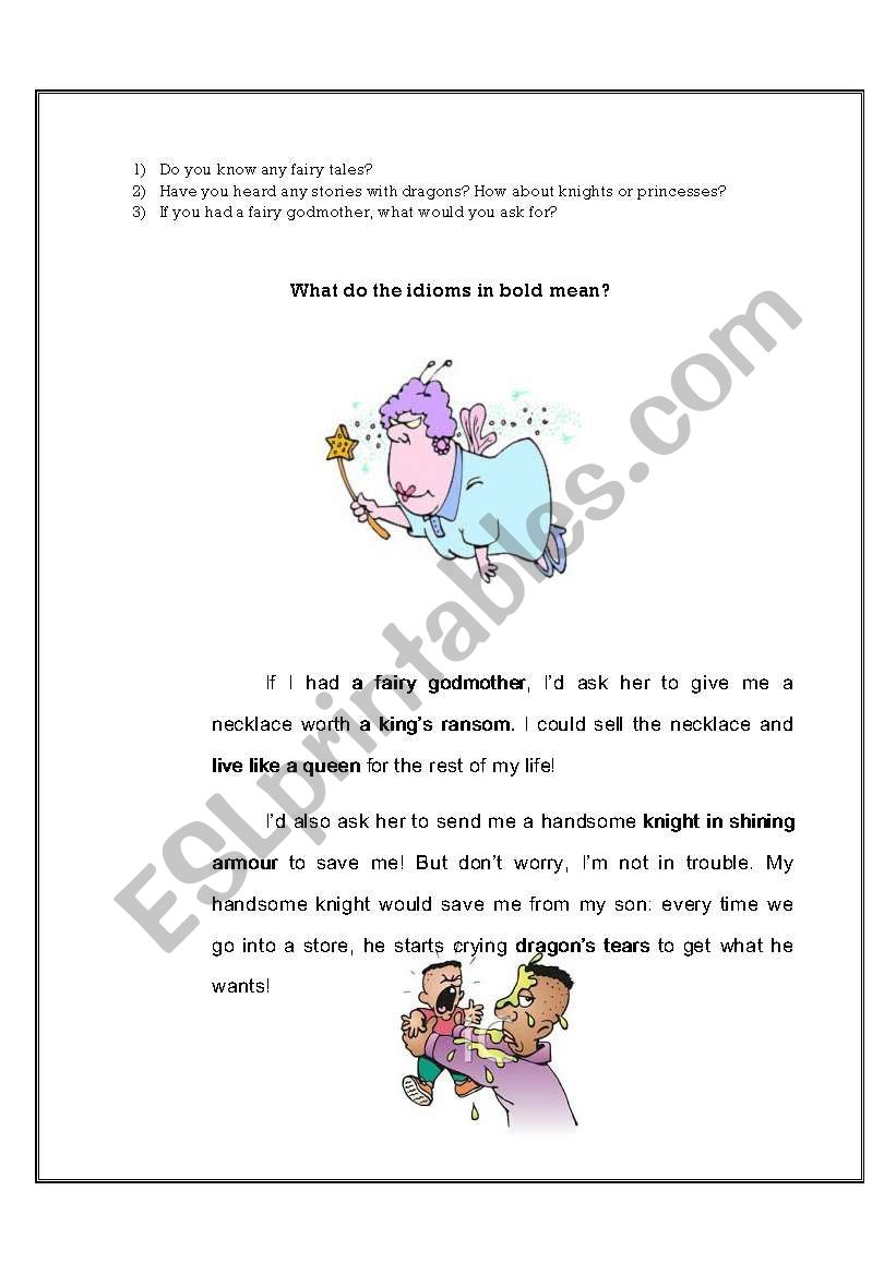 Fantasy Idioms Worksheet worksheet