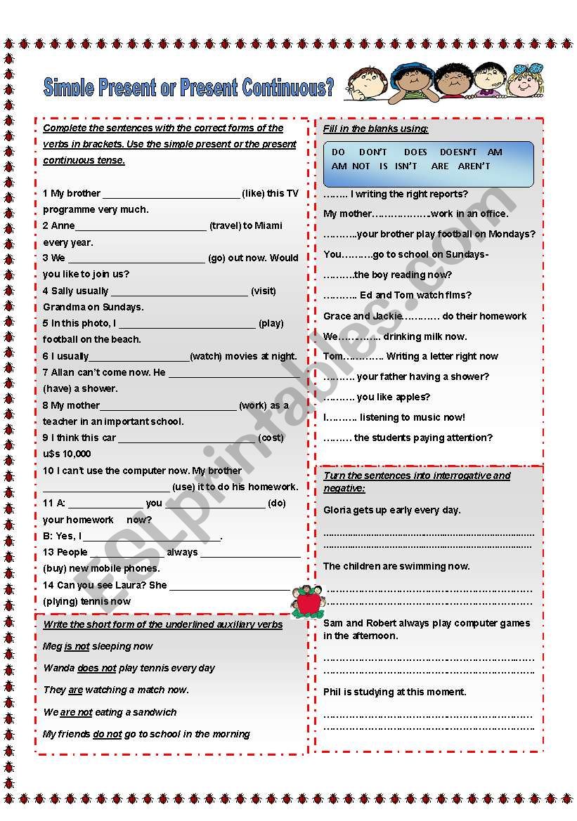 Present Simple or Continuous? worksheet