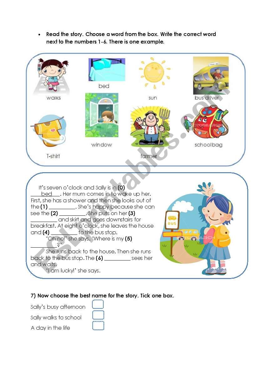 SALLYÂ´S STORY worksheet