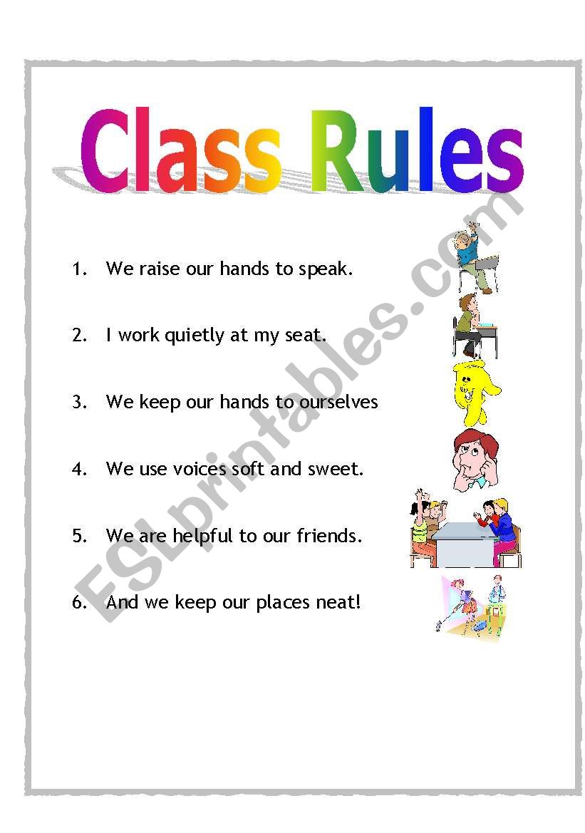 Class Rules worksheet