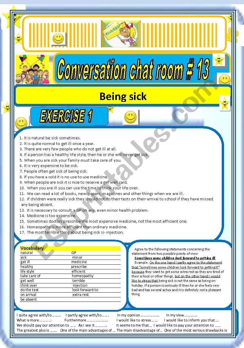 Conversation Chat Room #13 Being Sick