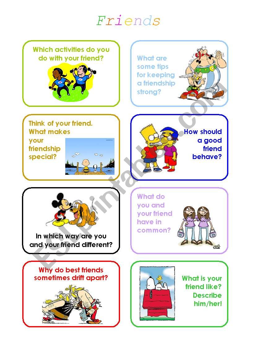 discussion cards with topic friends and friendship