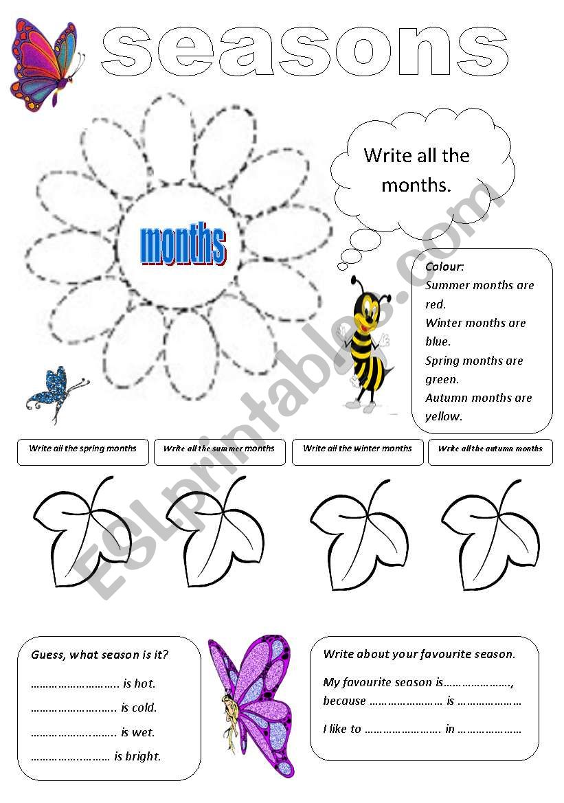 Seasons, months worksheet