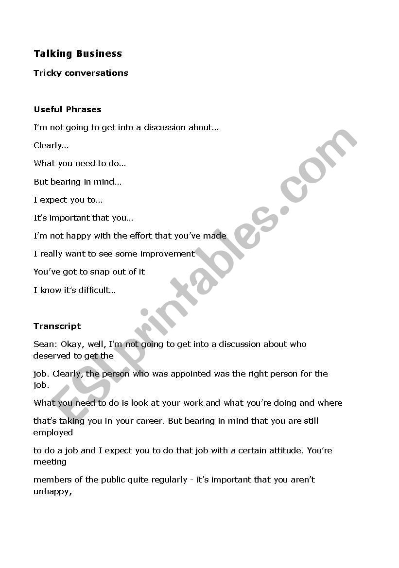 Business English worksheet