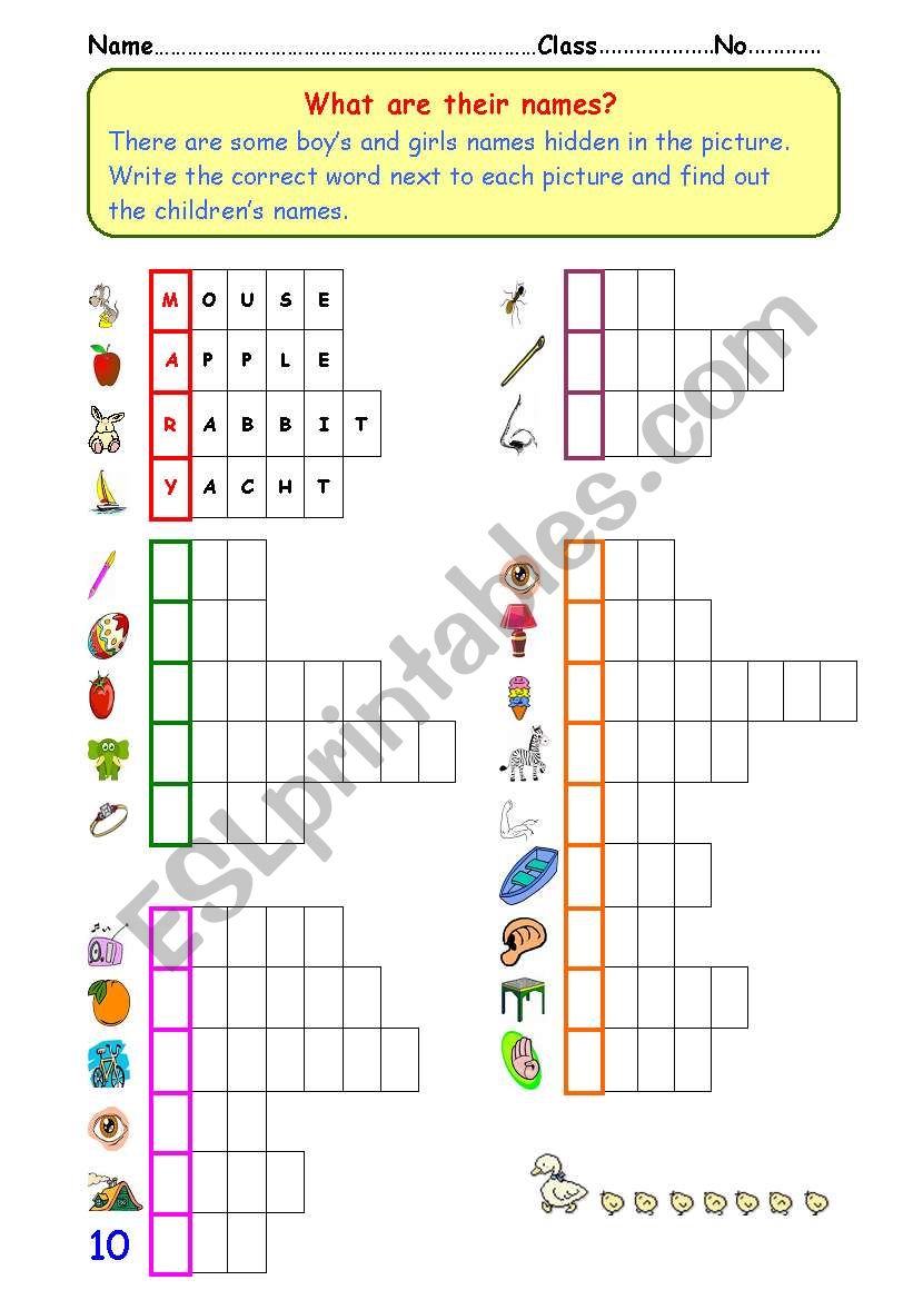 Find the name. worksheet